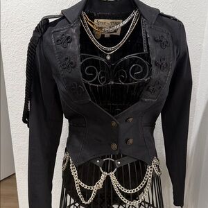 Lip Service Black Military-Inspired Fitted Blazer with Decorative Chains